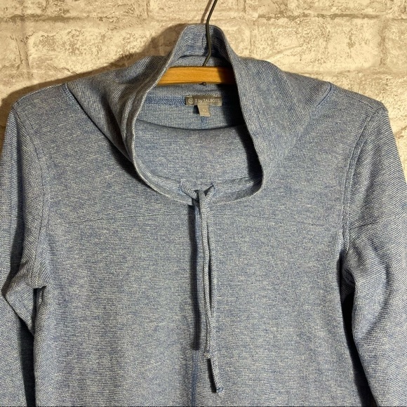 T BY TALBOTS Pullover Sz S Petite Blue Textured Cowl - Picture 2 of 9